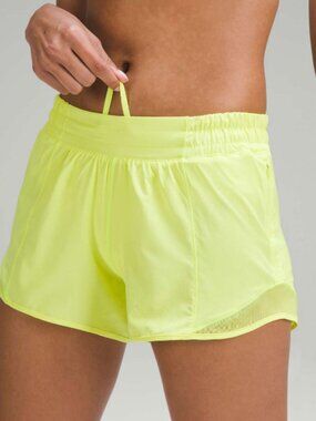 Lululemon NWOT Hotty Hot Low-Rise Lined Short 4" Electric Lemon
